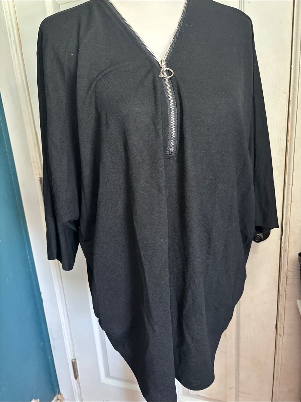 Black Zip-Front Women's Top